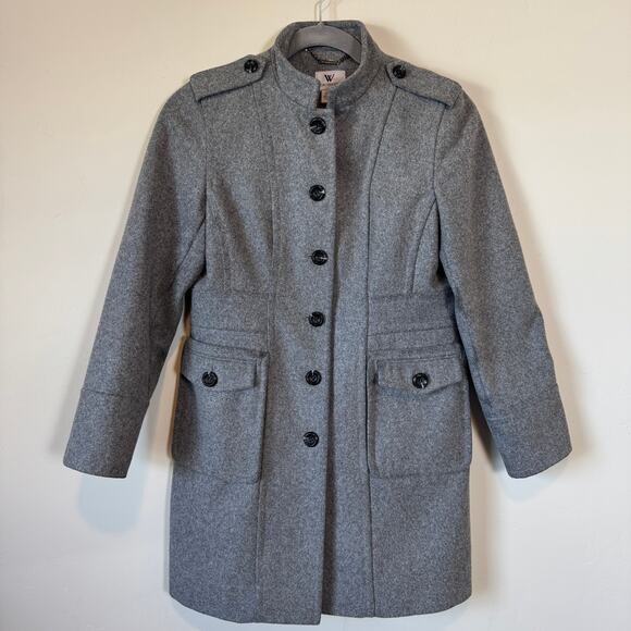 Worthington Vintage Y2K Gray Military Wool Coat M - Picture 2 of 15
